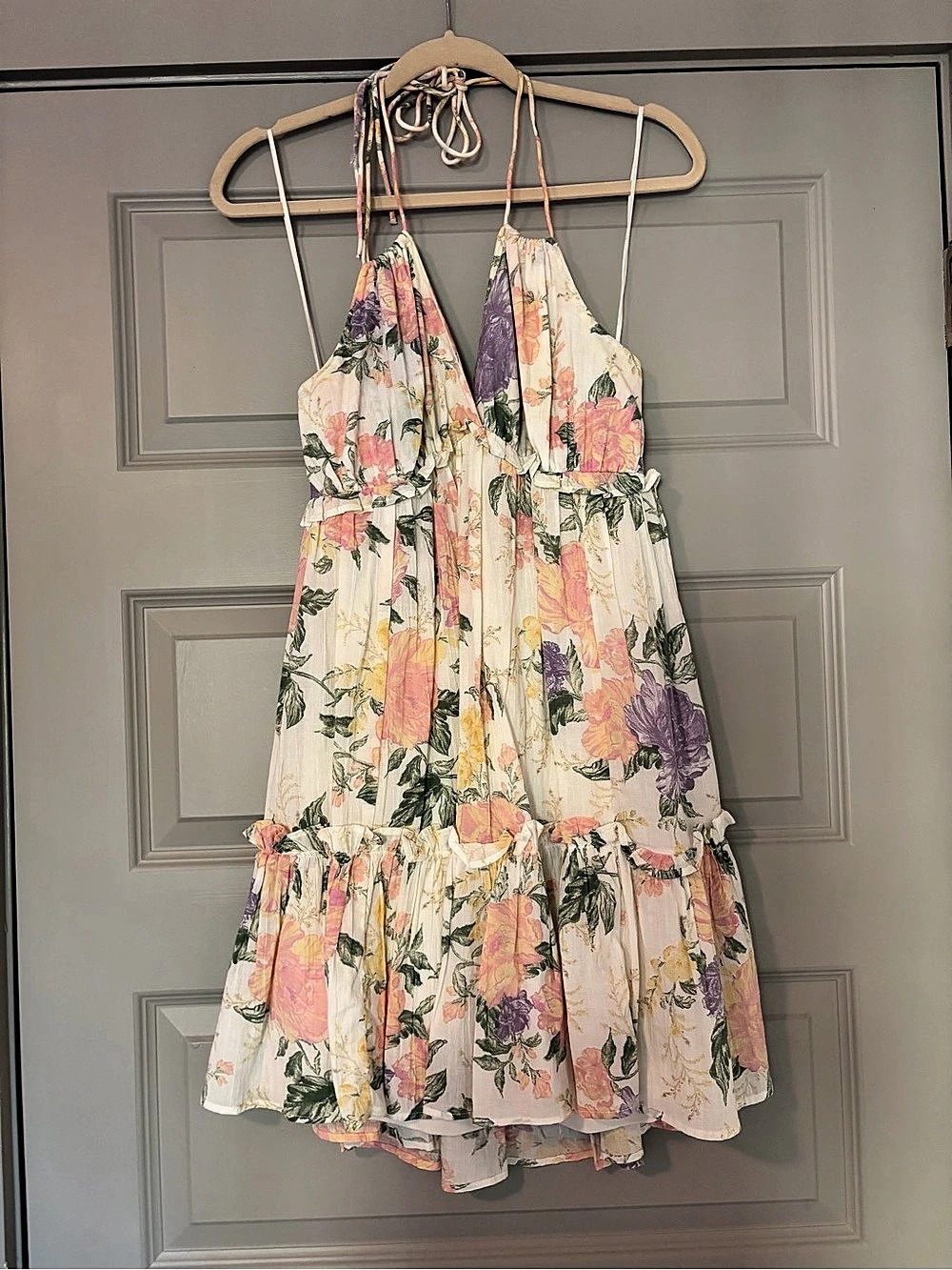 Floral Mini Dress in Pink & White Like New